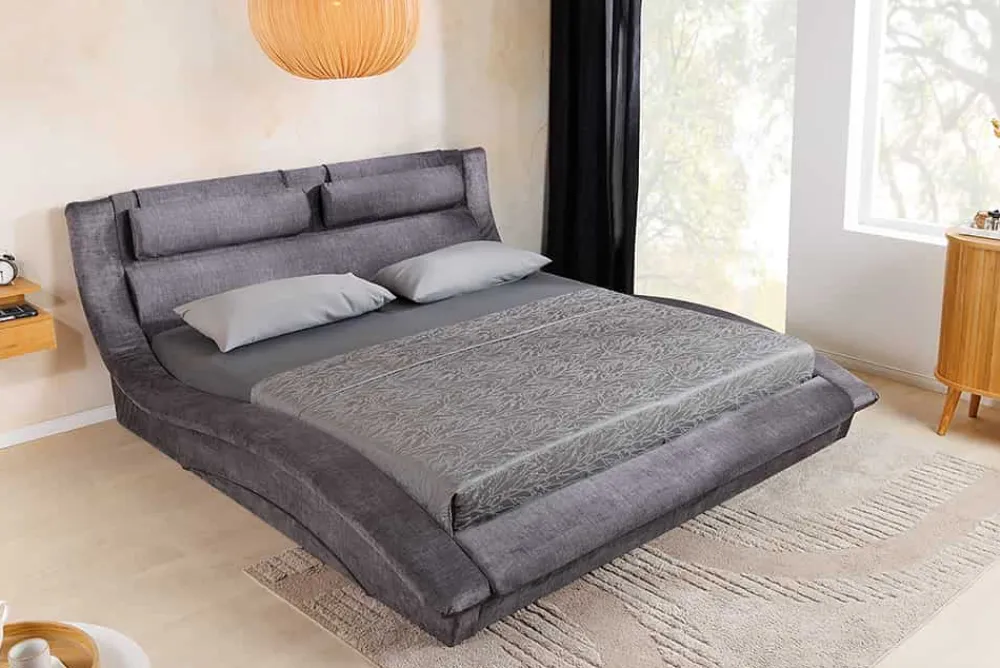 Riess-Ambiente Polsterbetten|Samt Möbel > Boxbett SWING 180x200cm grau Vogue Seiden Samtstoff inkl. Stauraum und Lattenrost