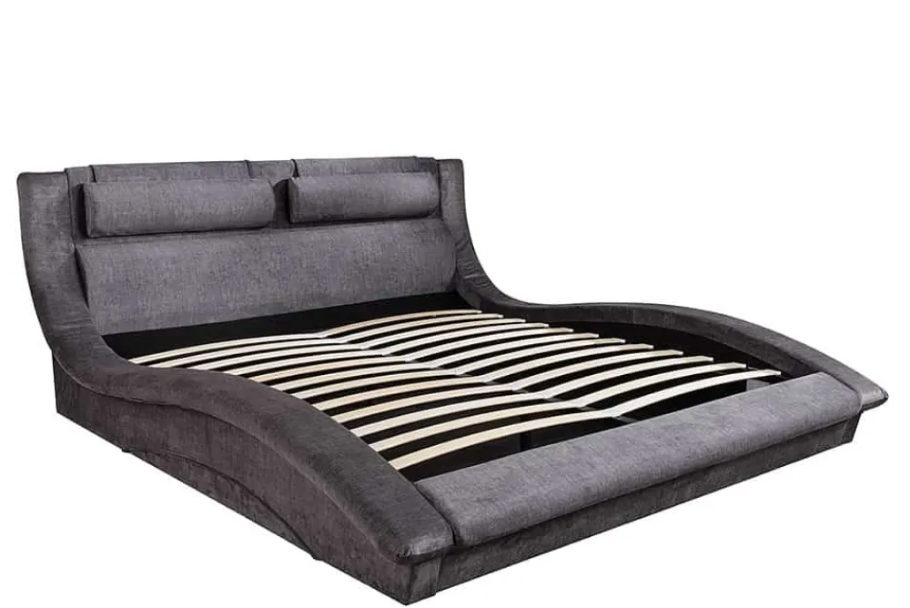 Riess-Ambiente Polsterbetten|Samt Möbel > Boxbett SWING 160x200cm grau Vogue Seiden Samtstoff inkl. Stauraum und Bettkasten