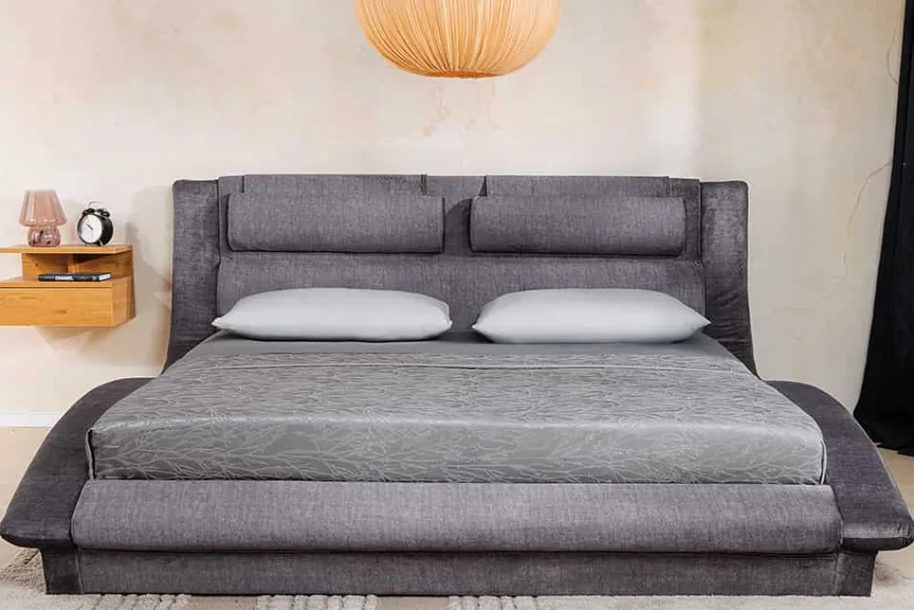 Riess-Ambiente Polsterbetten|Samt Möbel > Boxbett SWING 160x200cm grau Vogue Seiden Samtstoff inkl. Stauraum und Bettkasten