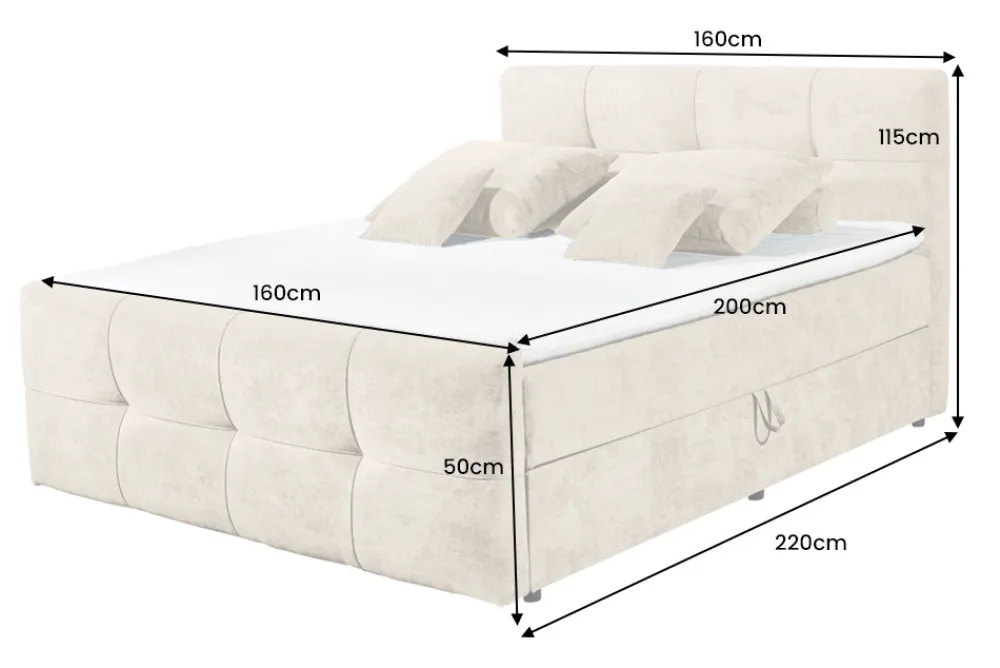 Riess-Ambiente Boxspringbetten > Boxspringbett TOULOUSE 160x200cm beige Microfaser inkl. Matratze Topper Stauraum