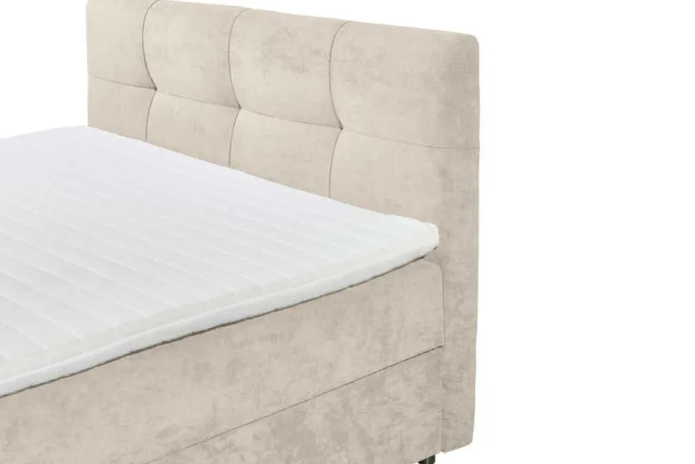 Riess-Ambiente Boxspringbetten > Boxspringbett TOULOUSE 180x200cm beige Microfaser inkl. Matratze Topper Stauraum
