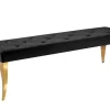 Riess-Ambiente Goldene Möbel|Sitzbänke > Chesterfield Bank MODERN BAROCK DELUXE 170cm schwarz Samt gold Edelstahl