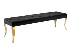 Riess-Ambiente Goldene Möbel|Sitzbänke > Chesterfield Bank MODERN BAROCK DELUXE 170cm schwarz Samt gold Edelstahl