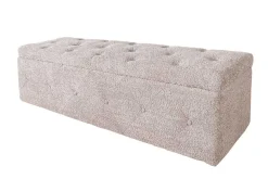 Riess-Ambiente Sitzbänke > Chesterfield Bettbank EXTRAVAGANCIA 140cm champagner greige Bouclè mit Stauraum