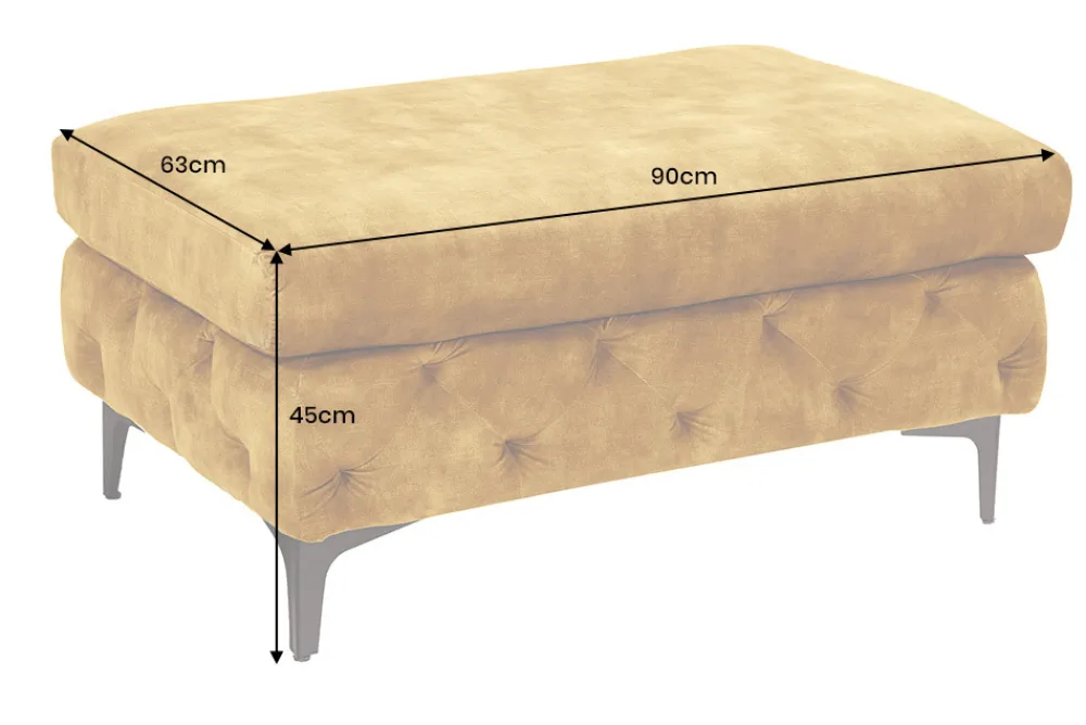 Riess-Ambiente Sitzhocker|Samt Möbel > Chesterfield Hocker MODERN BAROCK 90cm senfgelb Samt Sitzhocker Fußhocker