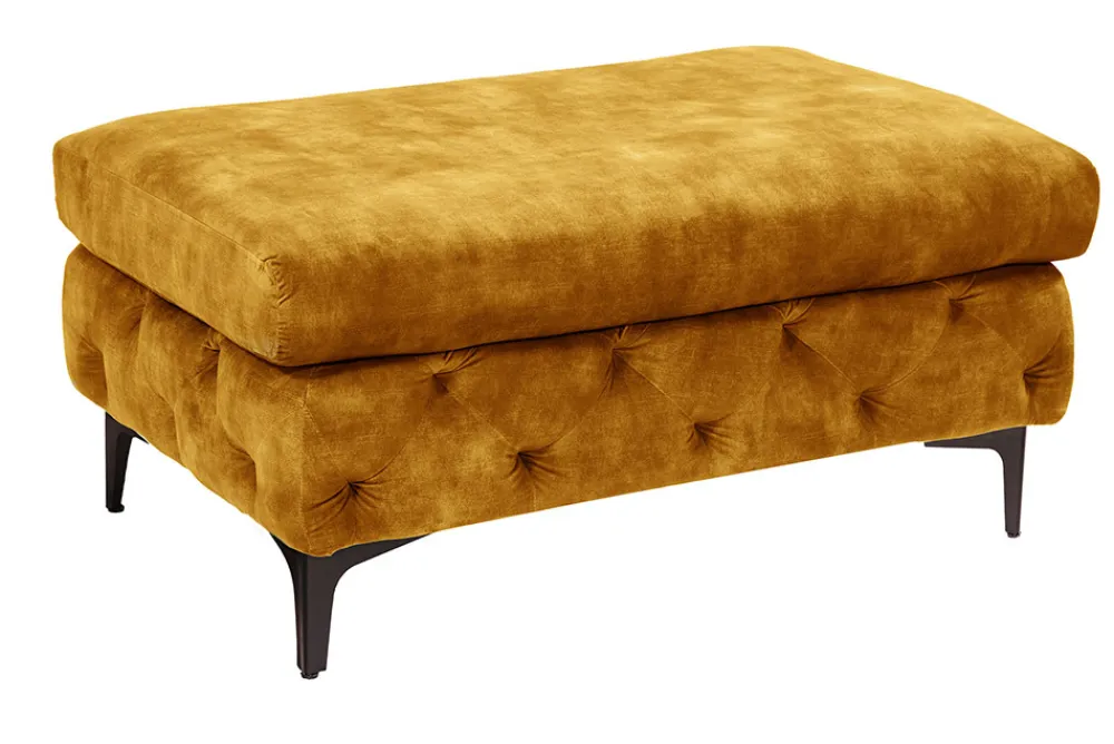 Riess-Ambiente Sitzhocker|Samt Möbel > Chesterfield Hocker MODERN BAROCK 90cm senfgelb Samt Sitzhocker Fußhocker