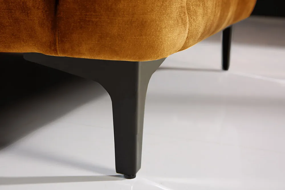 Riess-Ambiente Sitzhocker|Samt Möbel > Chesterfield Hocker MODERN BAROCK 90cm senfgelb Samt Sitzhocker Fußhocker