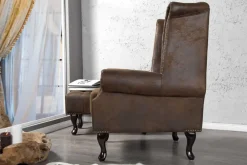 Riess-Ambiente Sessel > Chesterfield Sessel 85cm antik braun Microfaser mit Knopfheftung