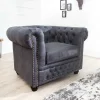 Riess-Ambiente Sessel > Chesterfield Sessel 105cm antik grau mit Knopfheftung und Federkern