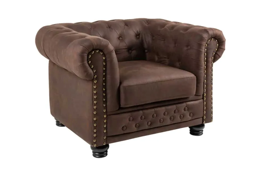 Riess-Ambiente Sessel > Chesterfield Sessel 110cm vintage braun mit Knopfheftung und Federkern