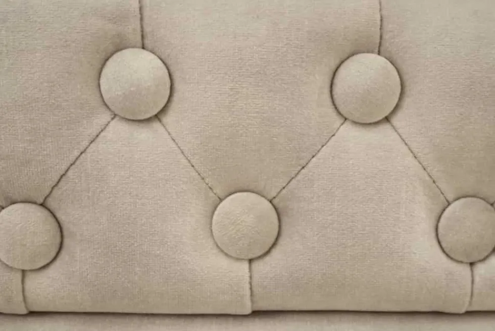 Riess-Ambiente 2-Sitzer Sofa|Samt Möbel > Chesterfield 2-Sitzer Sofa 150cm champagner beige Samt Federkern Knopfheftung