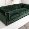 Riess-Ambiente Samt Möbel|3-Sitzer Sofa > Chesterfield 3-Sitzer Sofa 205cm flaschengrün Samt Federkern Knopfheftung