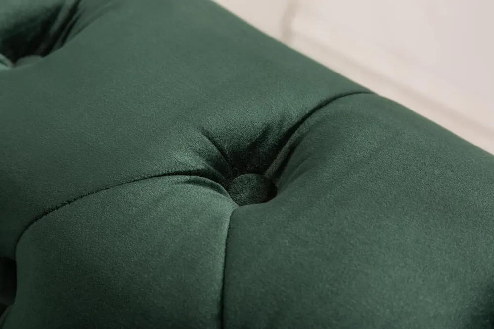 Riess-Ambiente Samt Möbel|3-Sitzer Sofa > Chesterfield 3-Sitzer Sofa 205cm flaschengrün Samt Federkern Knopfheftung