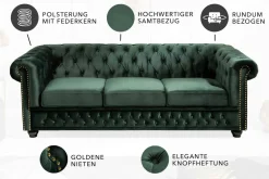 Riess-Ambiente Samt Möbel|3-Sitzer Sofa ><noscript><img width=