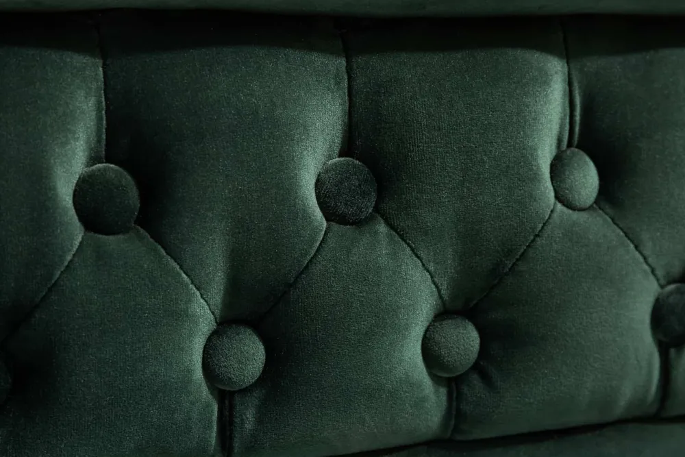 Riess-Ambiente Samt Möbel|3-Sitzer Sofa > Chesterfield 3-Sitzer Sofa 205cm flaschengrün Samt Federkern Knopfheftung