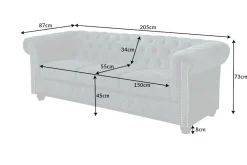 Riess-Ambiente Samt Möbel|3-Sitzer Sofa ><noscript><img width=