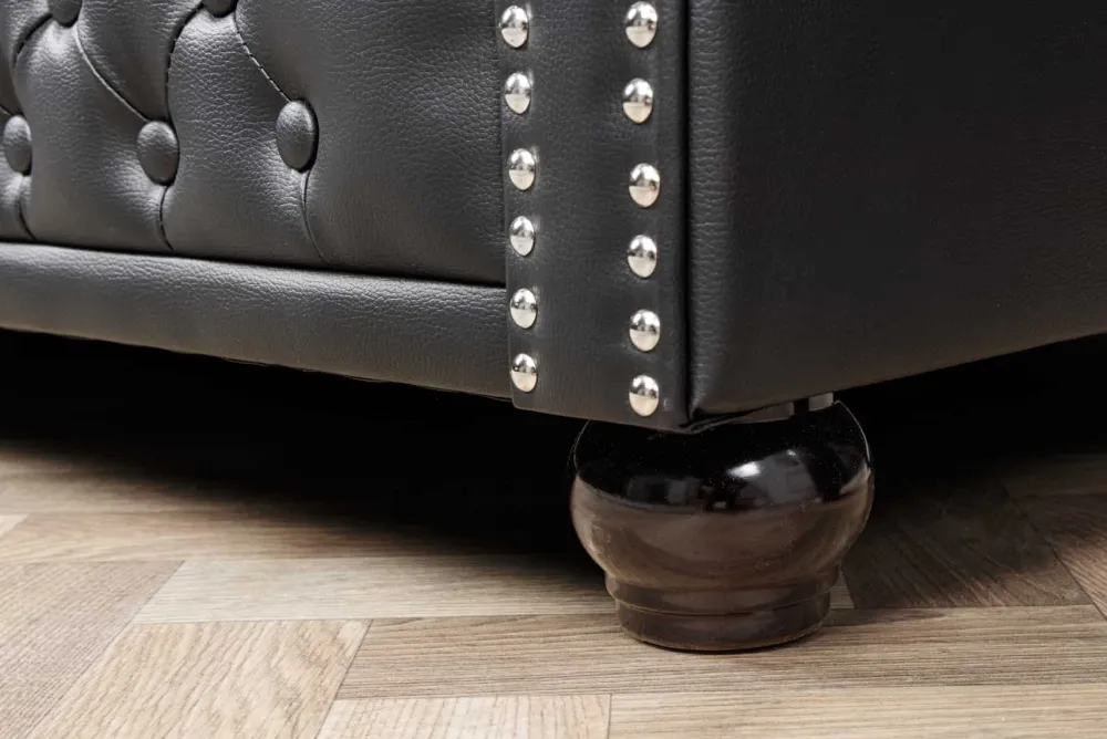 Riess-Ambiente 3-Sitzer Sofa > Chesterfield 3-Sitzer Sofa 205cm schwarz Nietenbesatz Federkern
