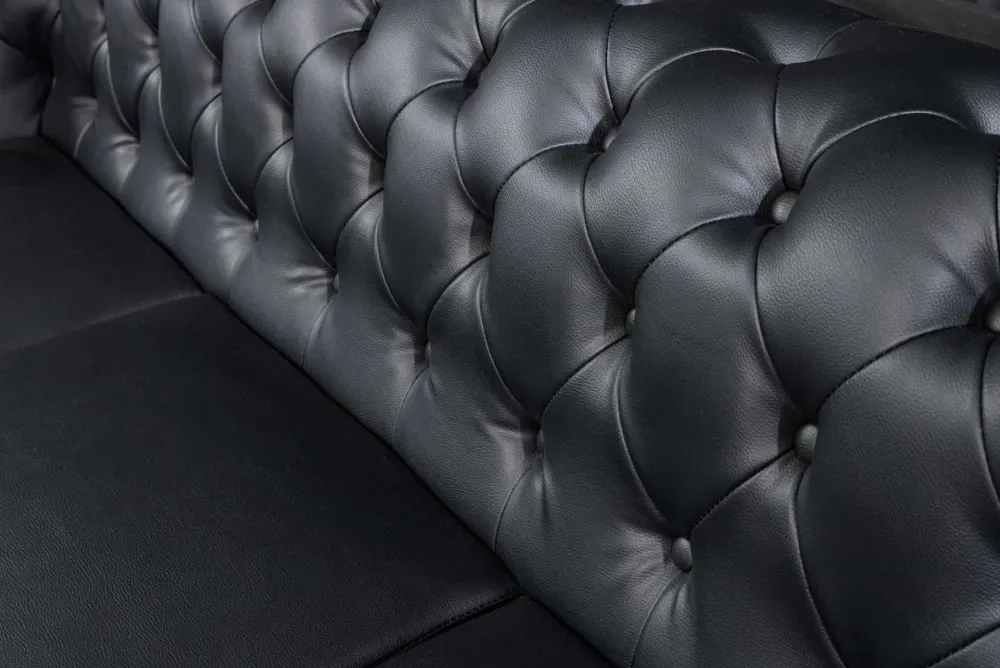 Riess-Ambiente 3-Sitzer Sofa > Chesterfield 3-Sitzer Sofa 205cm schwarz Nietenbesatz Federkern