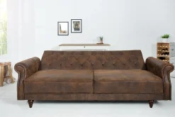 Riess-Ambiente 2-Sitzer Sofa|3-Sitzer Sofa > Chesterfield 3-Sitzer Sofa MAISON BELLE AFFAIRE 220cm antik braun Microfaser mit Schlaffunktion