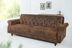 Riess-Ambiente 2-Sitzer Sofa|3-Sitzer Sofa > Chesterfield 3-Sitzer Sofa MAISON BELLE AFFAIRE 220cm antik braun Microfaser mit Schlaffunktion