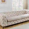 Riess-Ambiente Samt Möbel|3-Sitzer Sofa > Chesterfield 3-Sitzer Sofa MODERN BAROCK 235cm champagner beige Samt Federkern