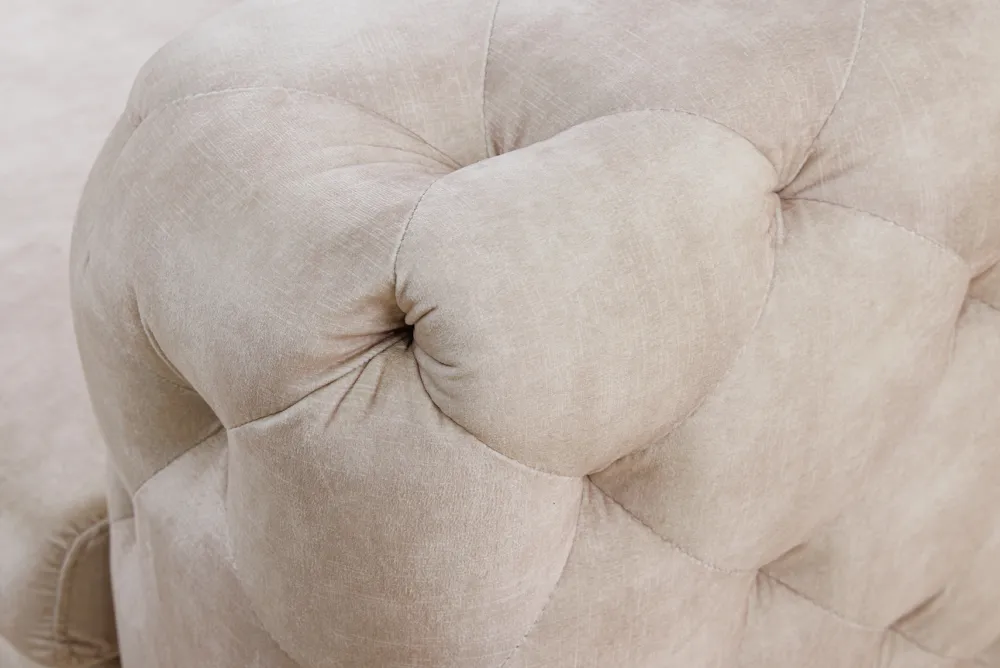 Riess-Ambiente Samt Möbel|3-Sitzer Sofa > Chesterfield 3-Sitzer Sofa MODERN BAROCK 235cm champagner beige Samt Federkern