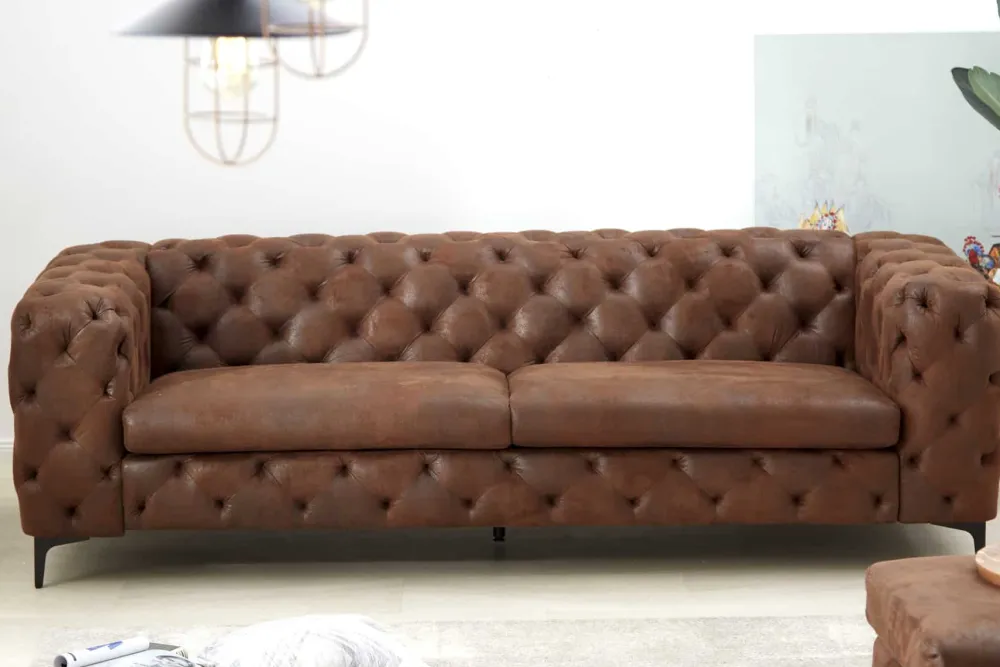 Riess-Ambiente Retro Möbel|3-Sitzer Sofa > Chesterfield 3-Sitzer Sofa MODERN BAROCK 235cm antik braun Microfaser Federkern