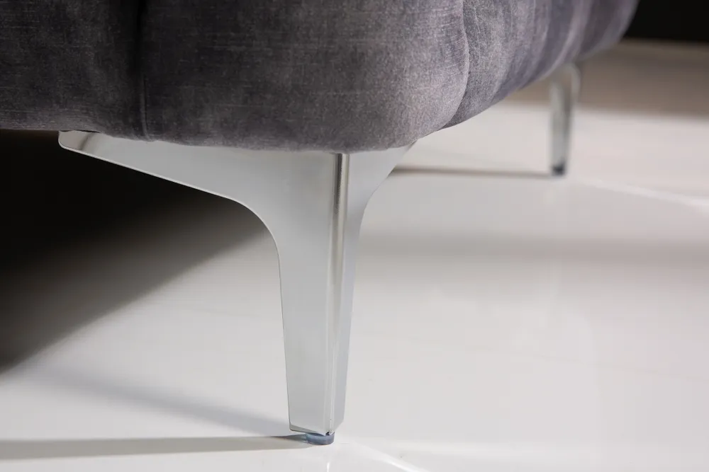 Riess-Ambiente Samt Möbel|Retro Möbel > Chesterfield 3-Sitzer Sofa MODERN BAROCK 235cm dunkelgrau Samt Federkern Metallfüße