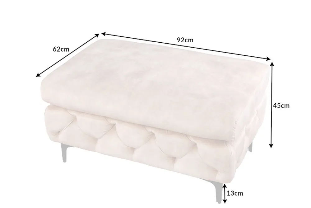 Riess-Ambiente Polsterhocker|Sitzhocker > Chesterfield Sitzhocker MODERN BAROCK 90cm champagner Samt Fußhocker
