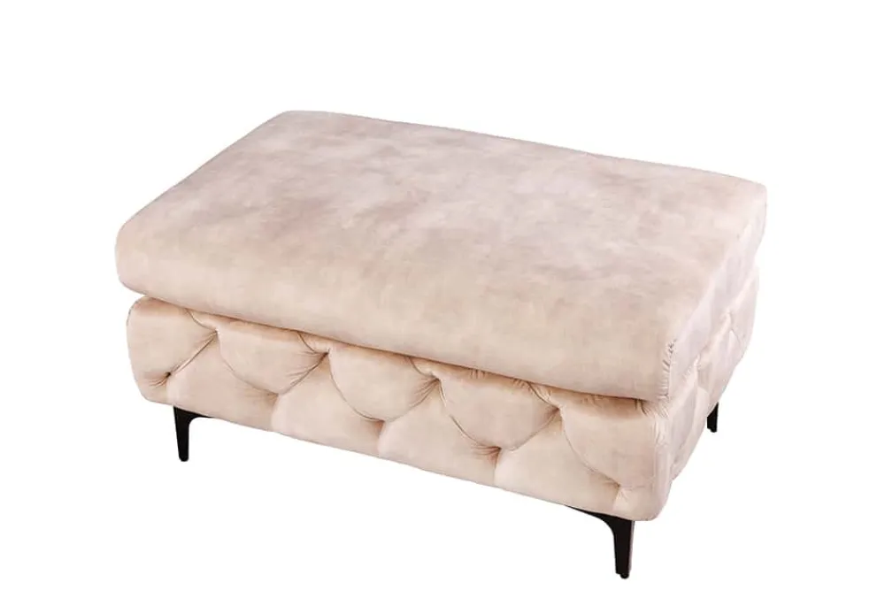 Riess-Ambiente Polsterhocker|Sitzhocker > Chesterfield Sitzhocker MODERN BAROCK 90cm champagner Samt Fußhocker