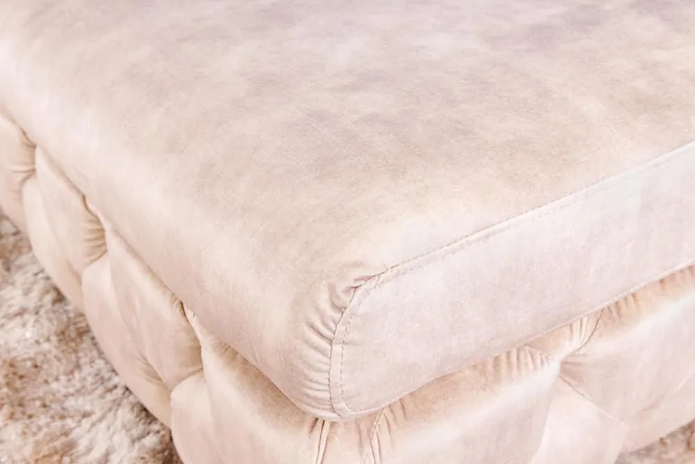 Riess-Ambiente Polsterhocker|Sitzhocker > Chesterfield Sitzhocker MODERN BAROCK 90cm champagner Samt Fußhocker