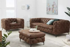 Riess-Ambiente Polsterhocker|Sitzhocker > Chesterfield Sitzhocker MODERN BAROCK 90cm antik braun Fußhocker