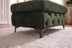 Riess-Ambiente Sitzhocker|Samt Möbel > Chesterfield Sitzhocker MODERN BAROCK 95cm grün Samt Fußhocker