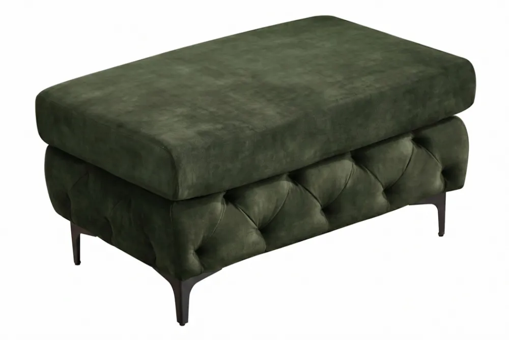 Riess-Ambiente Sitzhocker|Samt Möbel > Chesterfield Sitzhocker MODERN BAROCK 95cm grün Samt Fußhocker