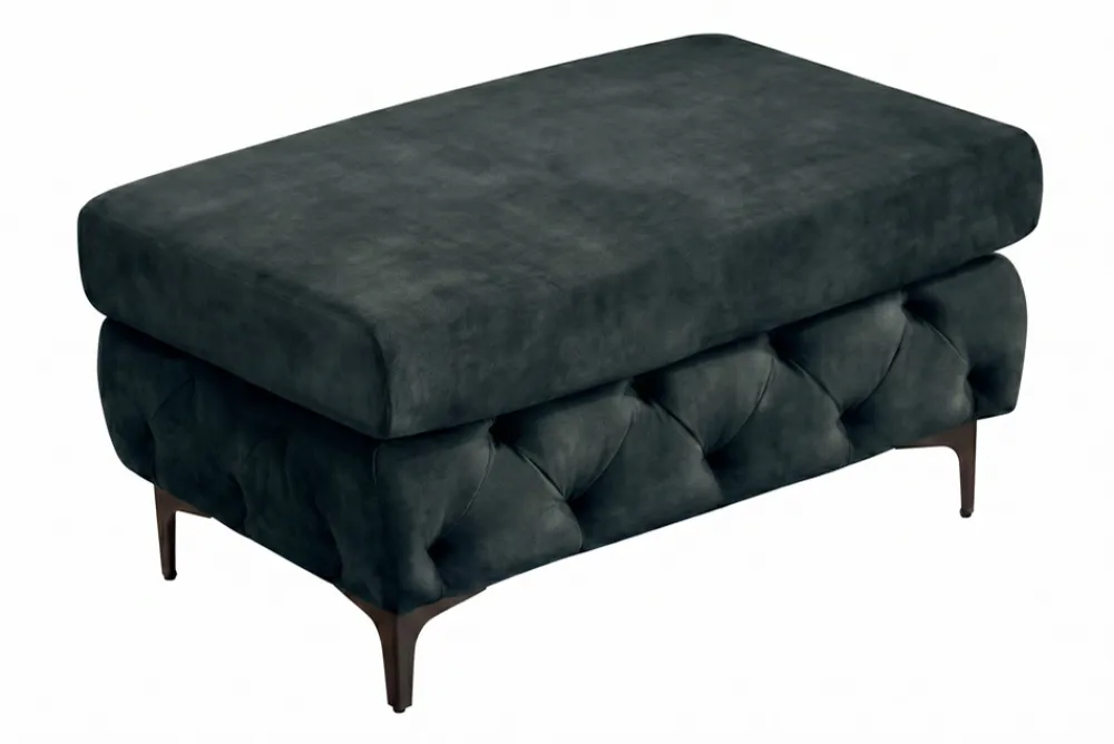 Riess-Ambiente Sitzhocker|Samt Möbel > Chesterfield Sitzhocker MODERN BAROCK 95cm petrol Samt Fußhocker