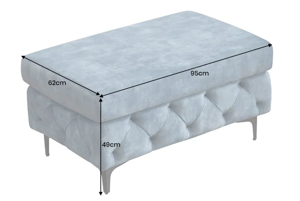 Riess-Ambiente Sitzhocker|Samt Möbel > Chesterfield Sitzhocker MODERN BAROCK 95cm petrol Samt Fußhocker