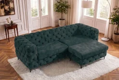 Riess-Ambiente Samt Möbel|3-Sitzer Sofa > Chesterfield Sofa MODERN BAROCK 235cm petrol Samt 3-Sitzer Couch Federkern