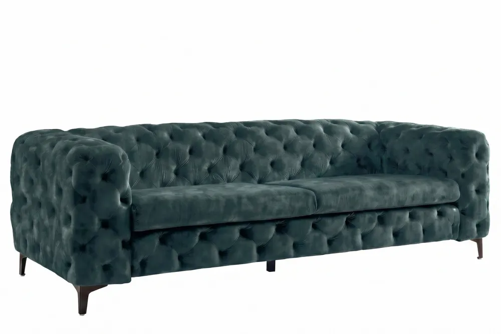 Riess-Ambiente Samt Möbel|3-Sitzer Sofa > Chesterfield Sofa MODERN BAROCK 235cm petrol Samt 3-Sitzer Couch Federkern