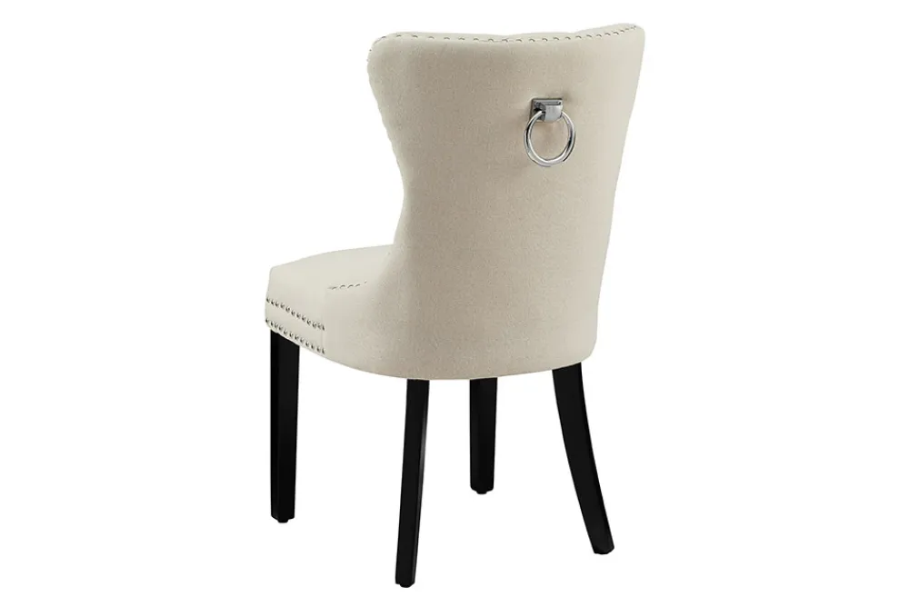 Riess-Ambiente Stühle > Chesterfield Stuhl CASTLE beige Leinen Massivholz Ziernieten mit Komfortgriff