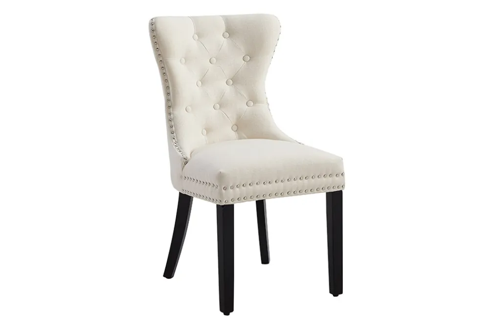 Riess-Ambiente Stühle > Chesterfield Stuhl CASTLE beige Leinen Massivholz Ziernieten mit Komfortgriff
