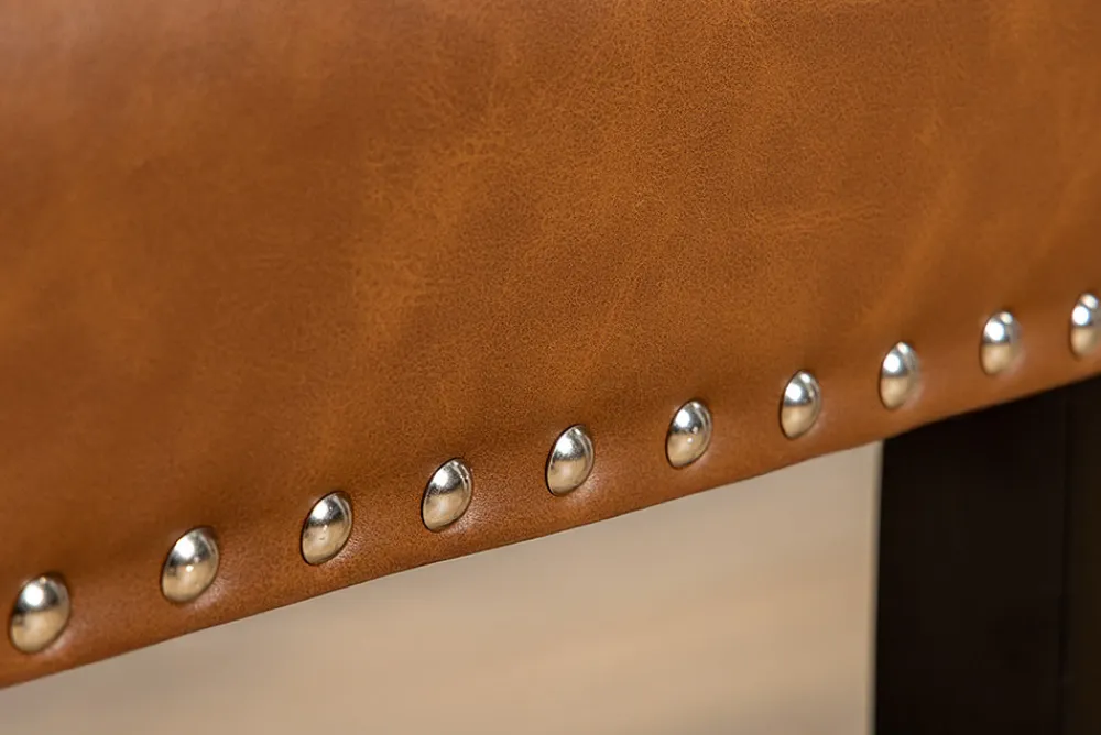 Riess-Ambiente Stühle > Chesterfield Stuhl CASTLE braun Kunstleder schwarz Gummiholz Ziernieten