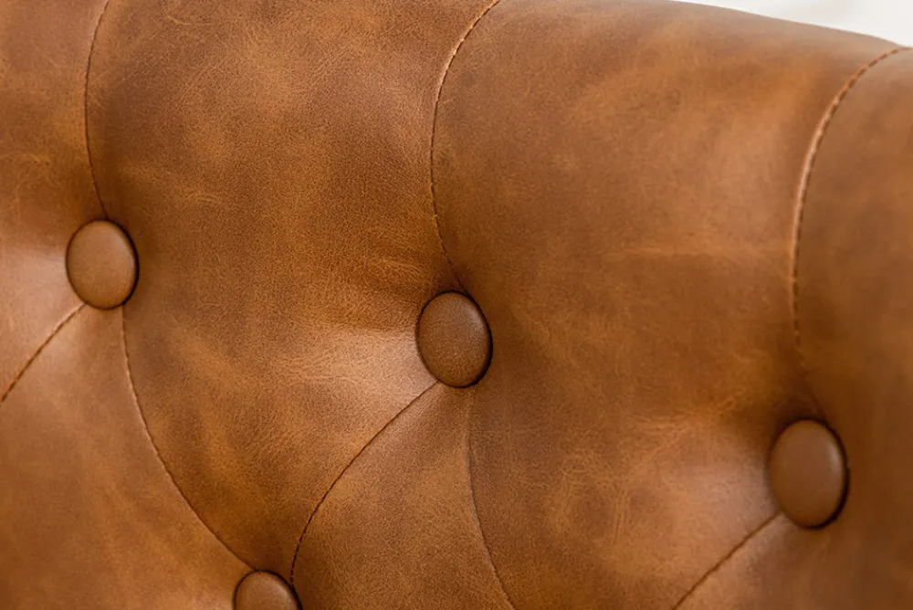 Riess-Ambiente Stühle > Chesterfield Stuhl CASTLE braun Kunstleder schwarz Gummiholz Ziernieten