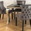 Riess-Ambiente Stühle|Samt Möbel > Chesterfield Stuhl CASTLE DELUXE grau Samt mit Löwenkopf Nieten