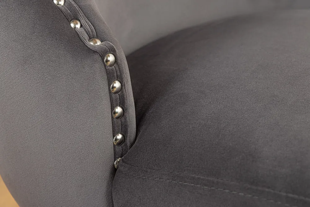 Riess-Ambiente Stühle|Samt Möbel > Chesterfield Stuhl CASTLE DELUXE grau Samt mit Löwenkopf Nieten