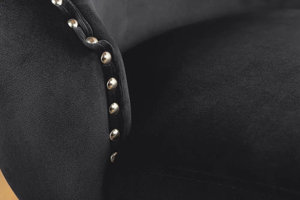 Riess-Ambiente Stühle|Samt Möbel > Chesterfield Stuhl CASTLE DELUXE schwarz Samt mit Löwenkopf Nieten