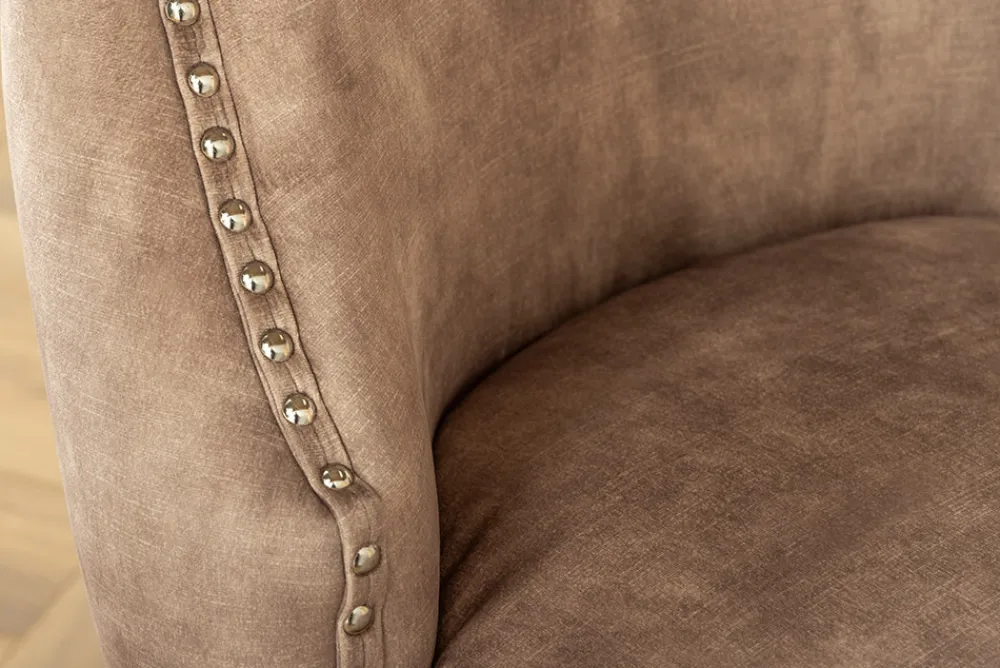 Riess-Ambiente Stühle|Samt Möbel > Chesterfield Stuhl CASTLE DELUXE beige Samt mit Löwenkopf Nieten