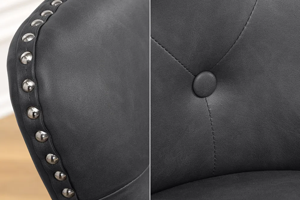 Riess-Ambiente Stühle > Chesterfield Stuhl CASTLE schwarz Kunstleder Massivholz mit Komfortgriff