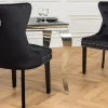 Riess-Ambiente Stühle|Samt Möbel > Chesterfield Stuhl CASTLE schwarz Samt Massivholz Ziernieten mit Komfortgriff
