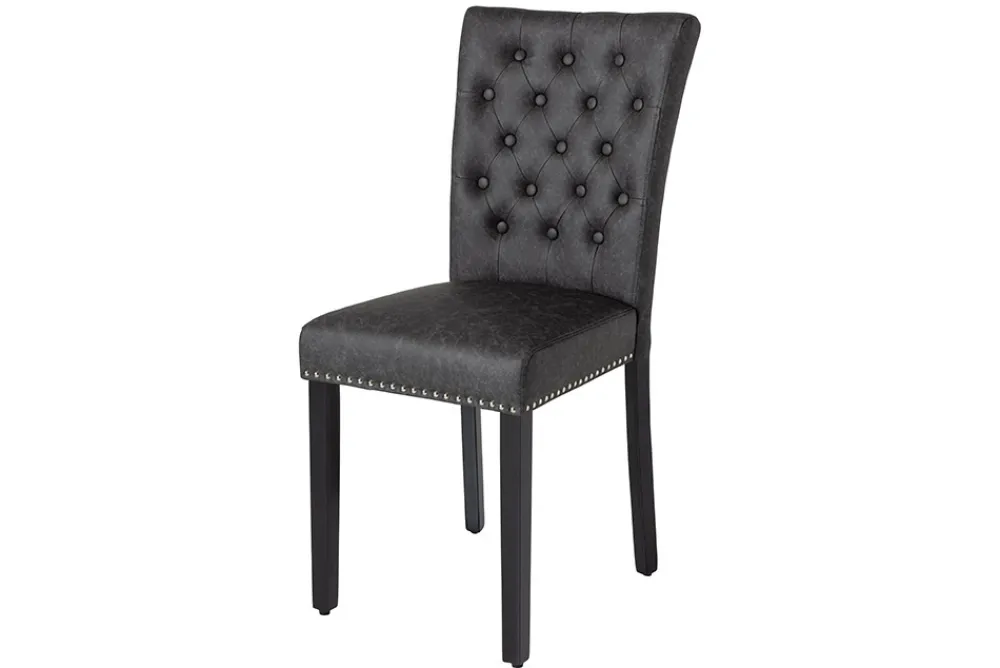 Riess-Ambiente Stühle > Chesterfield Stuhl CASTLE schwarz Kunstleder Gummiholz Ziernieten