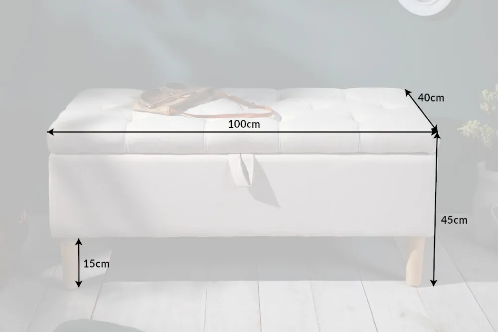 Riess-Ambiente Sitzbänke > Chesterfield Truhenbank CASTLE 100cm beige Sitzbank Landhausstil mit Stauraum